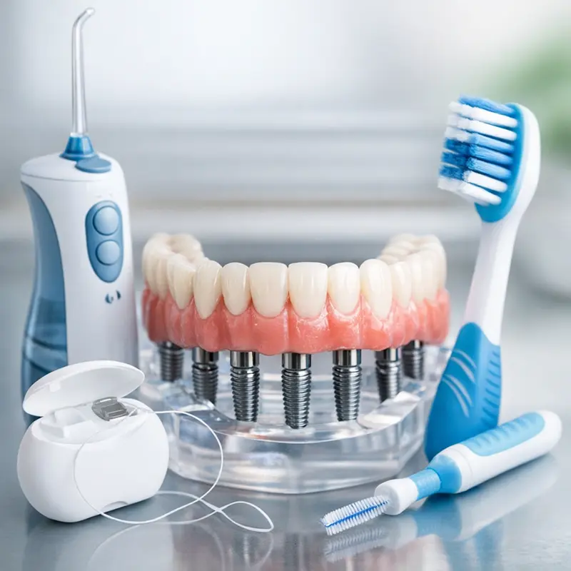 Как чистить зубные имплантаты All-on-4 и All-on-6: пошаговое руководство