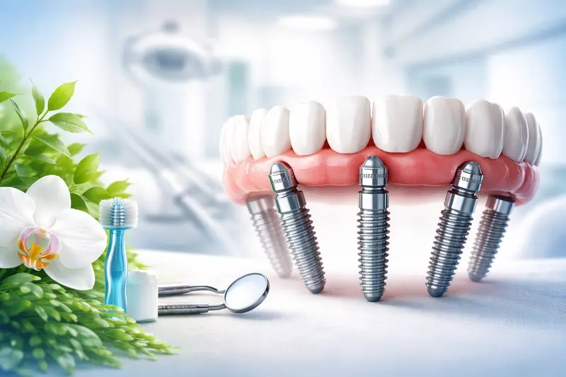 Установка 4 имплантов OSSTEM по системе All-on-4 с протезом